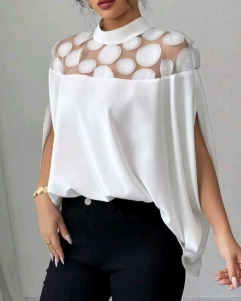 Blouse Décolleté Épaule Batman Manches Élégantes