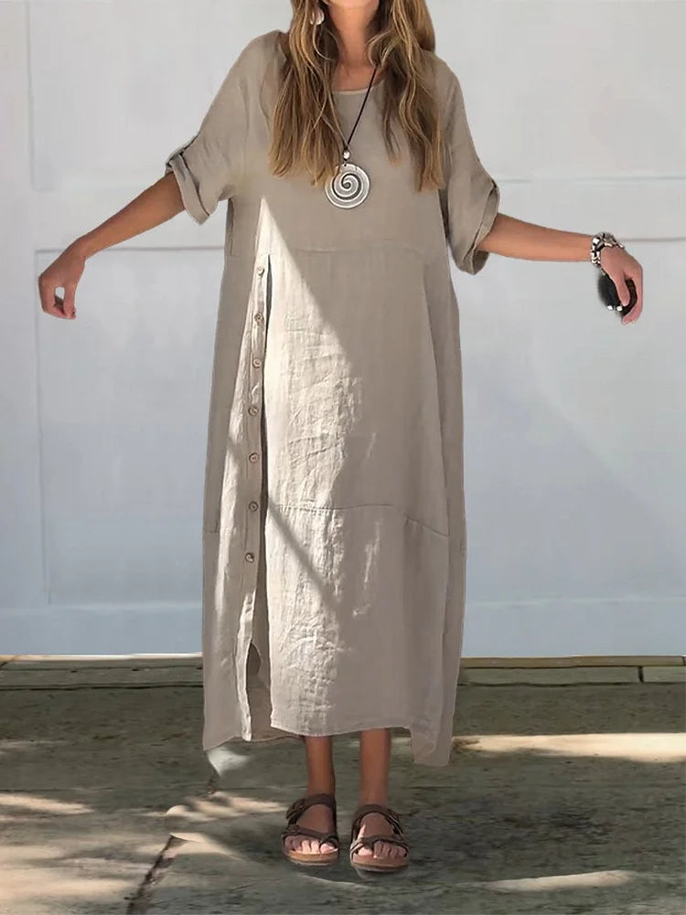 Élise - Maxi-Robe Décontractée Sans Manches En Coton