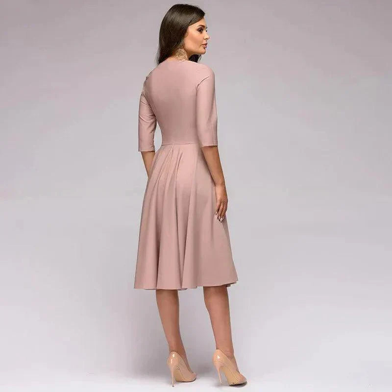 Anna - Robe Midi Élégante Avec Détails De Nœuds