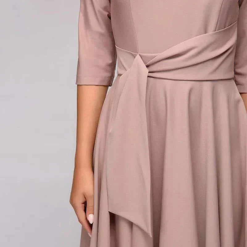 Anna - Robe Midi Élégante Avec Détails De Nœuds