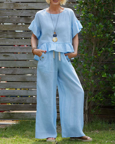 Costume Manches Évasées Volant Décontracté