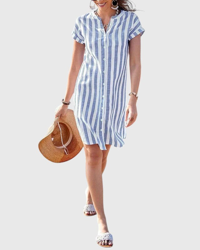 LINA™ | Robe-Chemise Rayée