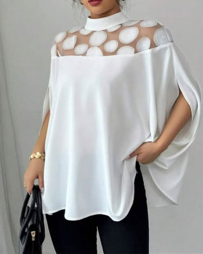 Blouse Décolleté Épaule Batman Manches Élégantes