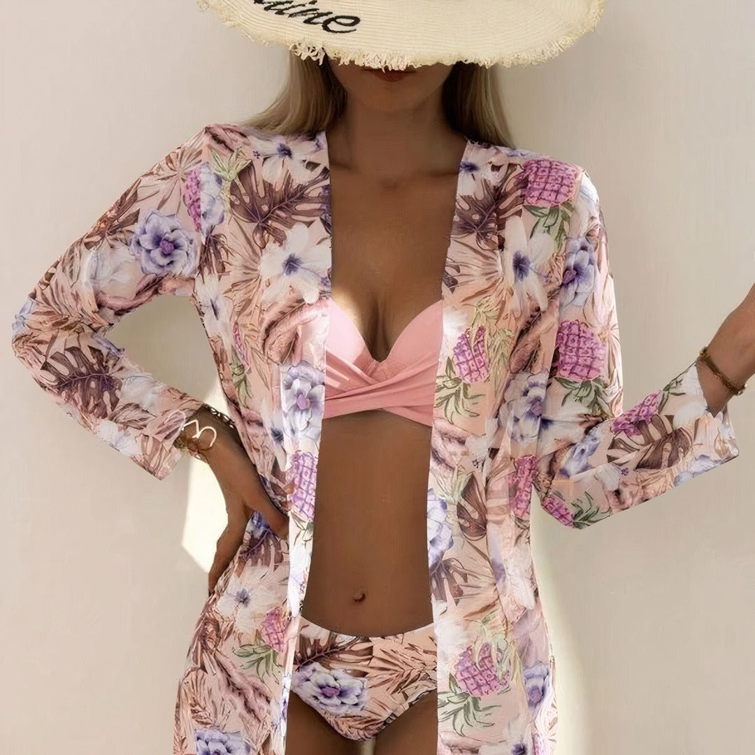 Bikini femme – Haut croisé ajustable – Taille haute – Tissu stretch respirant