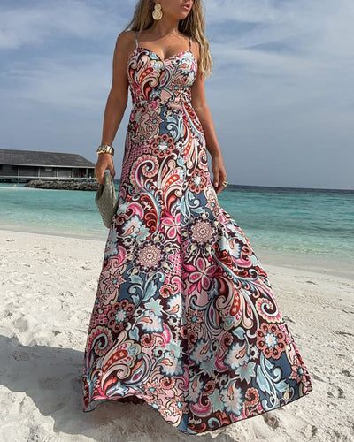 Robe Plage Vacances Imprimé Bandoulière