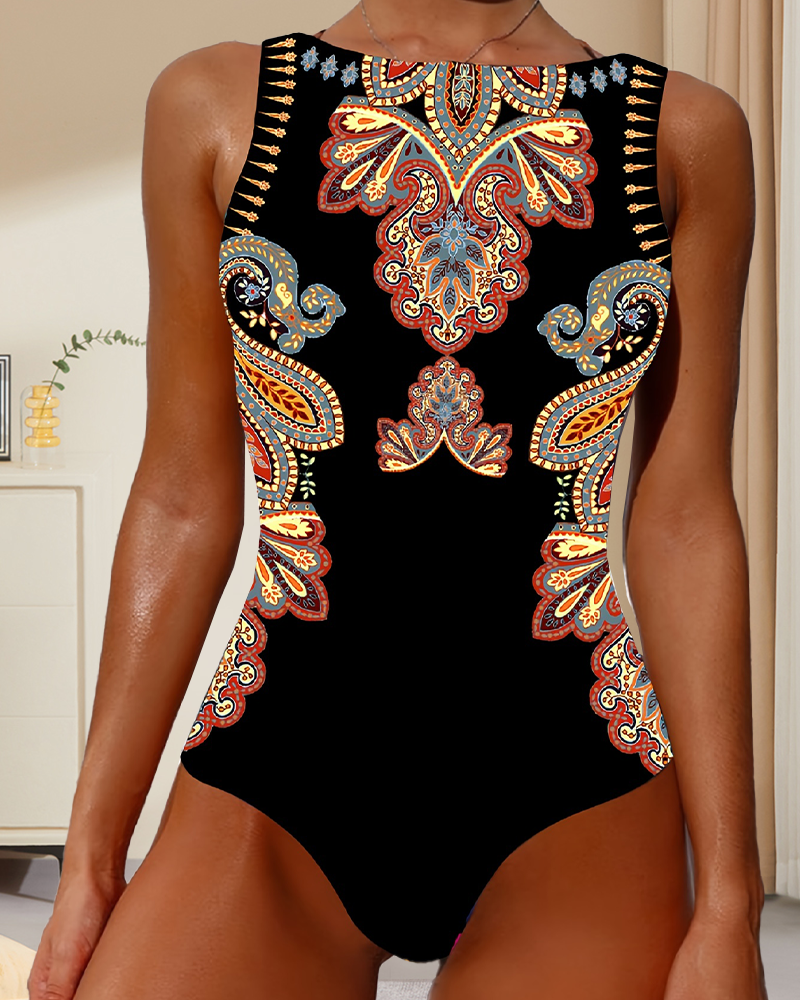 Maillot de bain Paisley Sans Manches Une Pièce