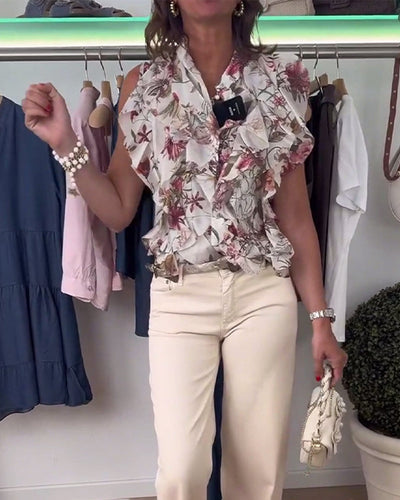 Blouse Mode Décontracté V-Neck Sans Manches