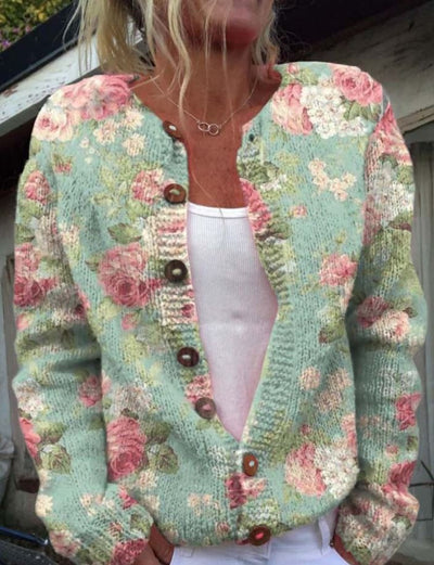 Cardigan élégant à imprimé floral