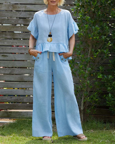 Costume Manches Évasées Volant Décontracté
