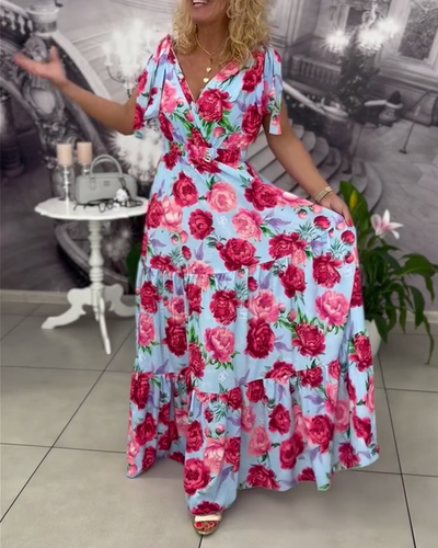 Robe Sexy Décolleté en V Imprimé