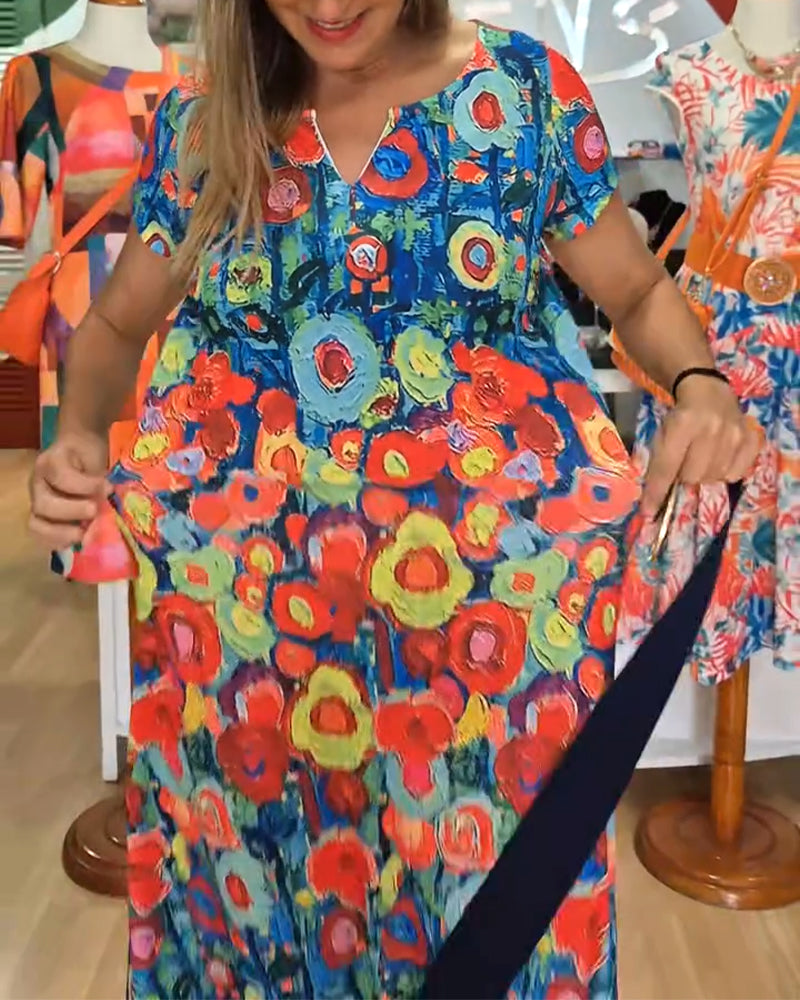 Robe Imprimé Rétro Sexy Manches Courtes
