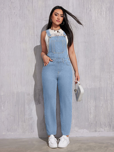 KRISTINE | Salopette en denim bleu clair à coupe régulière