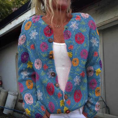 Cardigan élégant à imprimé floral