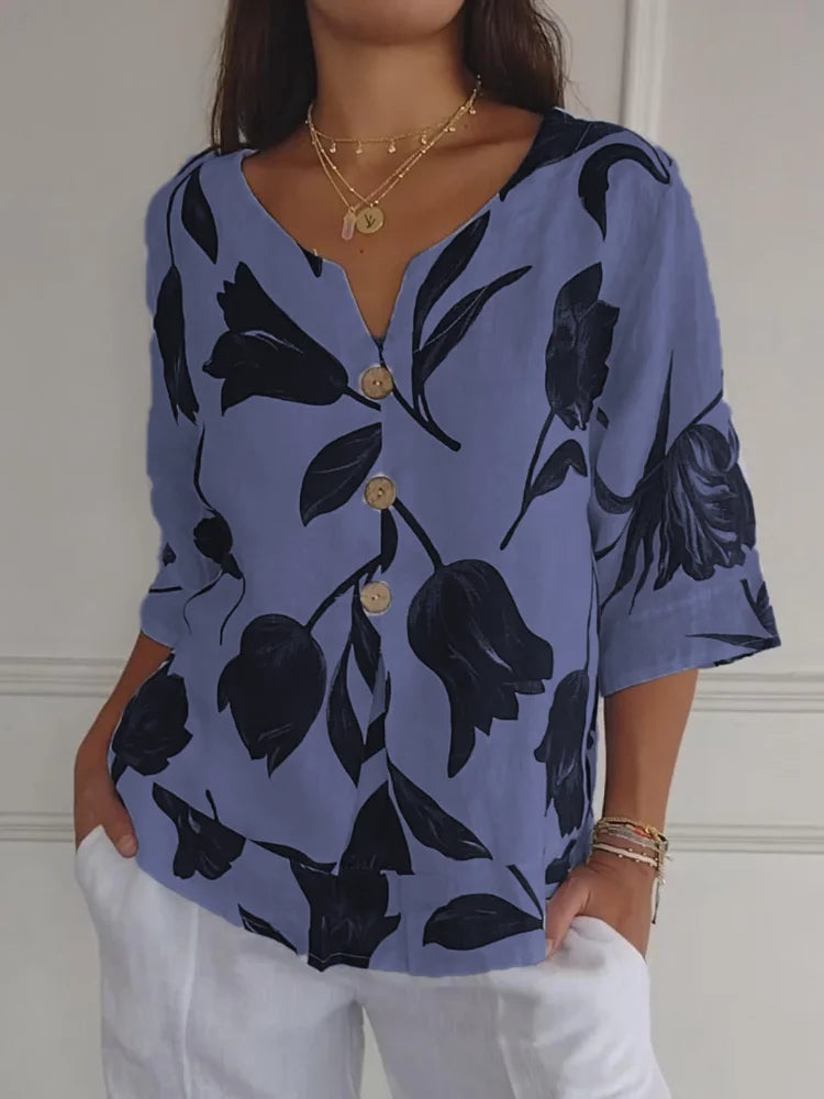 Delphine™ | Blouse Fleurie Élégante