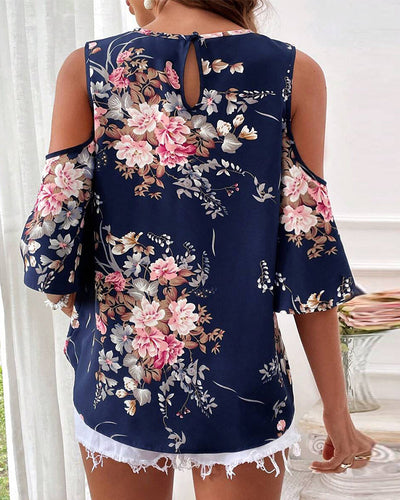 Blouse Épaules Dénudées Élégante Imprimée