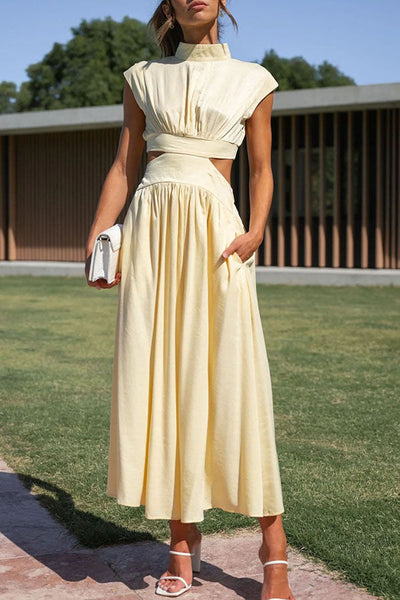 Quincy | Robe midi avec découpe et poches