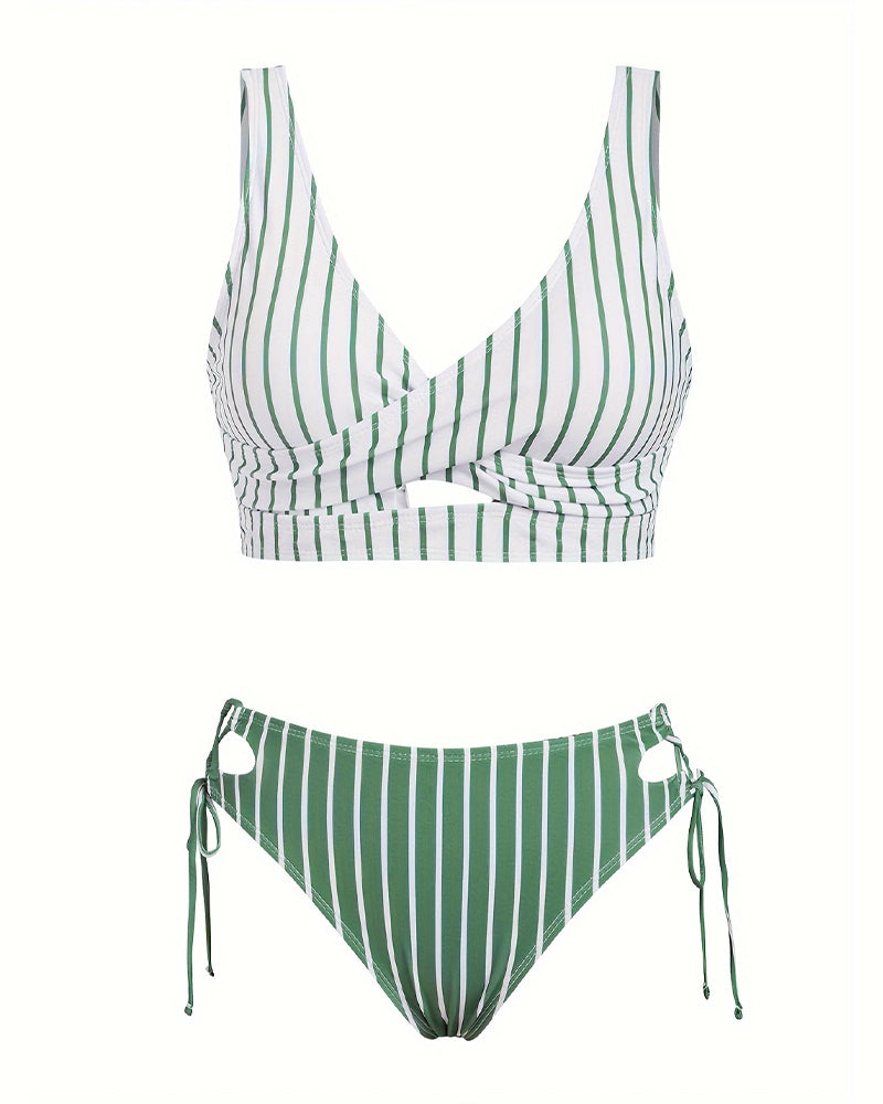 Maillot de Bain Plage Rayures Croisées