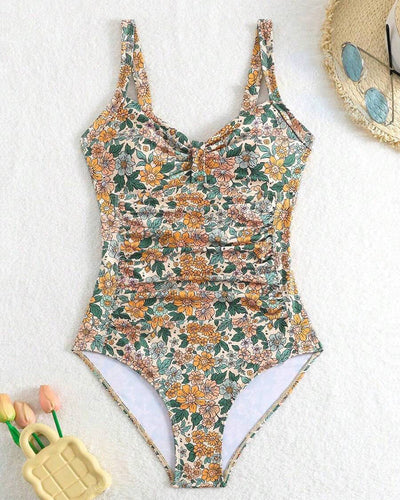 Maillot de bain à imprimé floral triangle