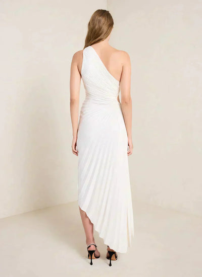 Billy Joan | Robe midi à épaules dénudées avec manchette transparente