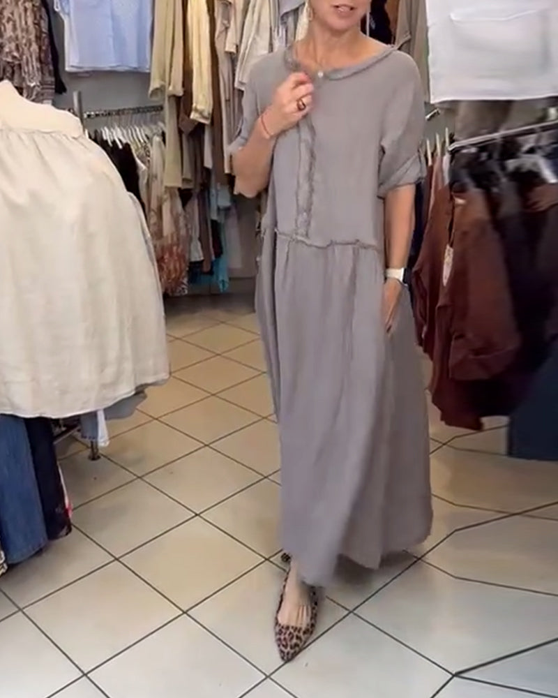 Robe Couleur Unie Décontractée Confortable