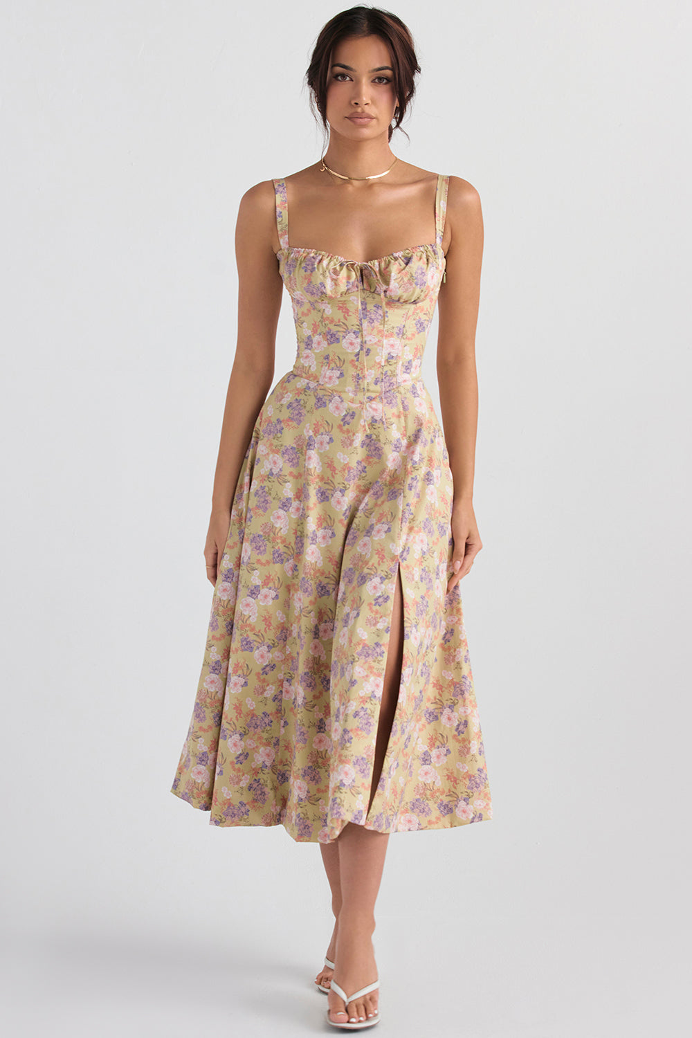 Fabiola - Robe Bustier Midi Avec Corsage Et Bretelles