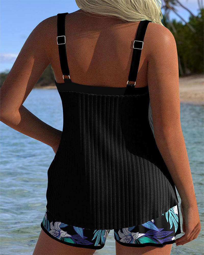 Maillot de Bain Sans Bretelles Imprimé Short de Plage