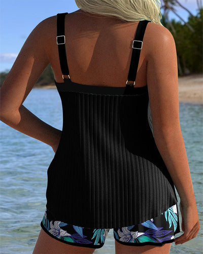 Maillot de Bain Sans Bretelles Imprimé Short de Plage
