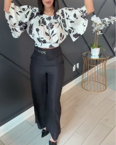 Blouse – Tempérament Imprimé Manches Courtes