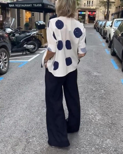 Blouse Manches Mi Longues À Pois Lâche