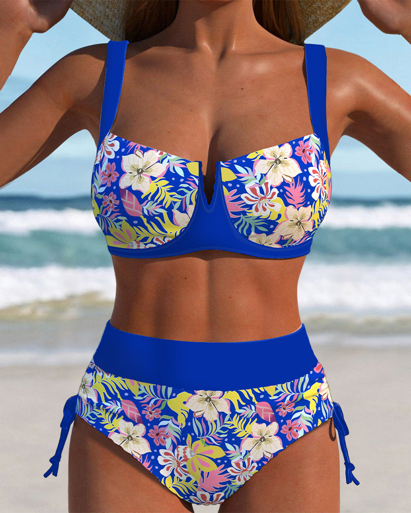 Bikini Style Soutien-Gorge Culotte Taille Haute Imprimée