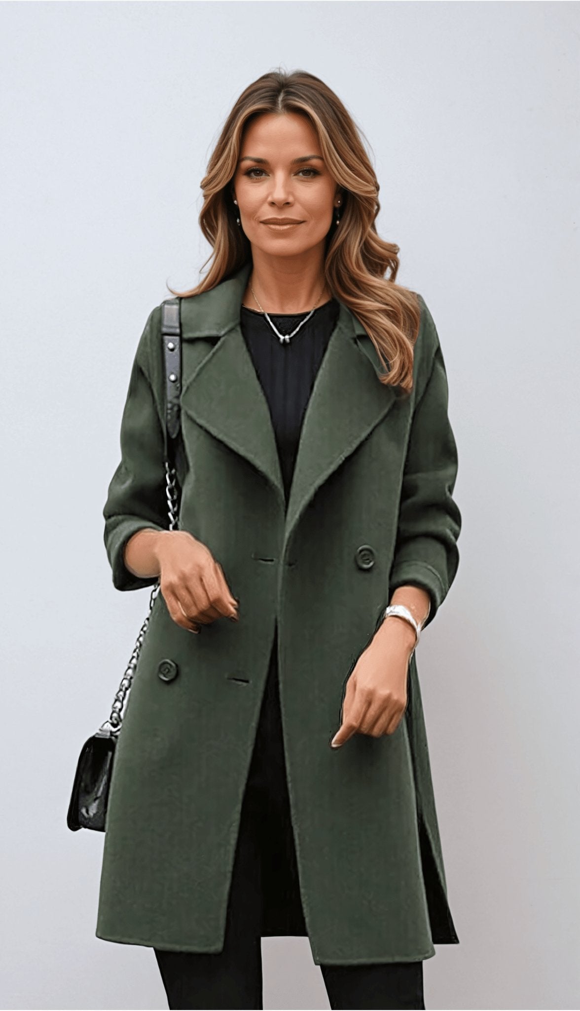 Manteau Classique à Double Boutonnage | Élégance Intemporelle | Coupe Mi-Cuisse