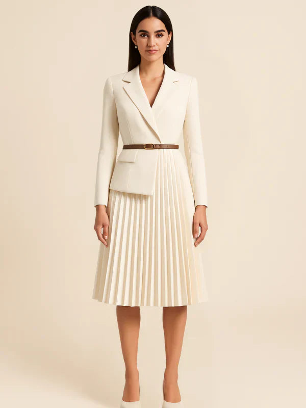 Robe Blazer Plissée | Élégance Moderne | Silhouette Ajustée