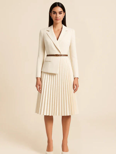Robe Blazer Plissée | Élégance Moderne | Silhouette Ajustée