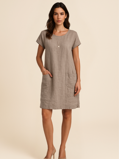 Robe Droite | Lin Naturel | Élégance Estivale