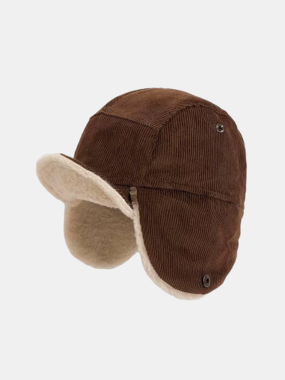 Casquette de baseball rétro en velours côtelé avec oreillettes