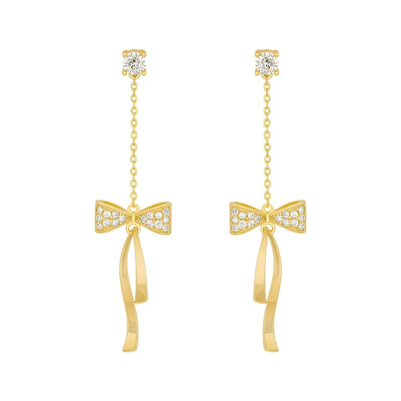 Boucles d'Oreilles avec Nœud en Cristal