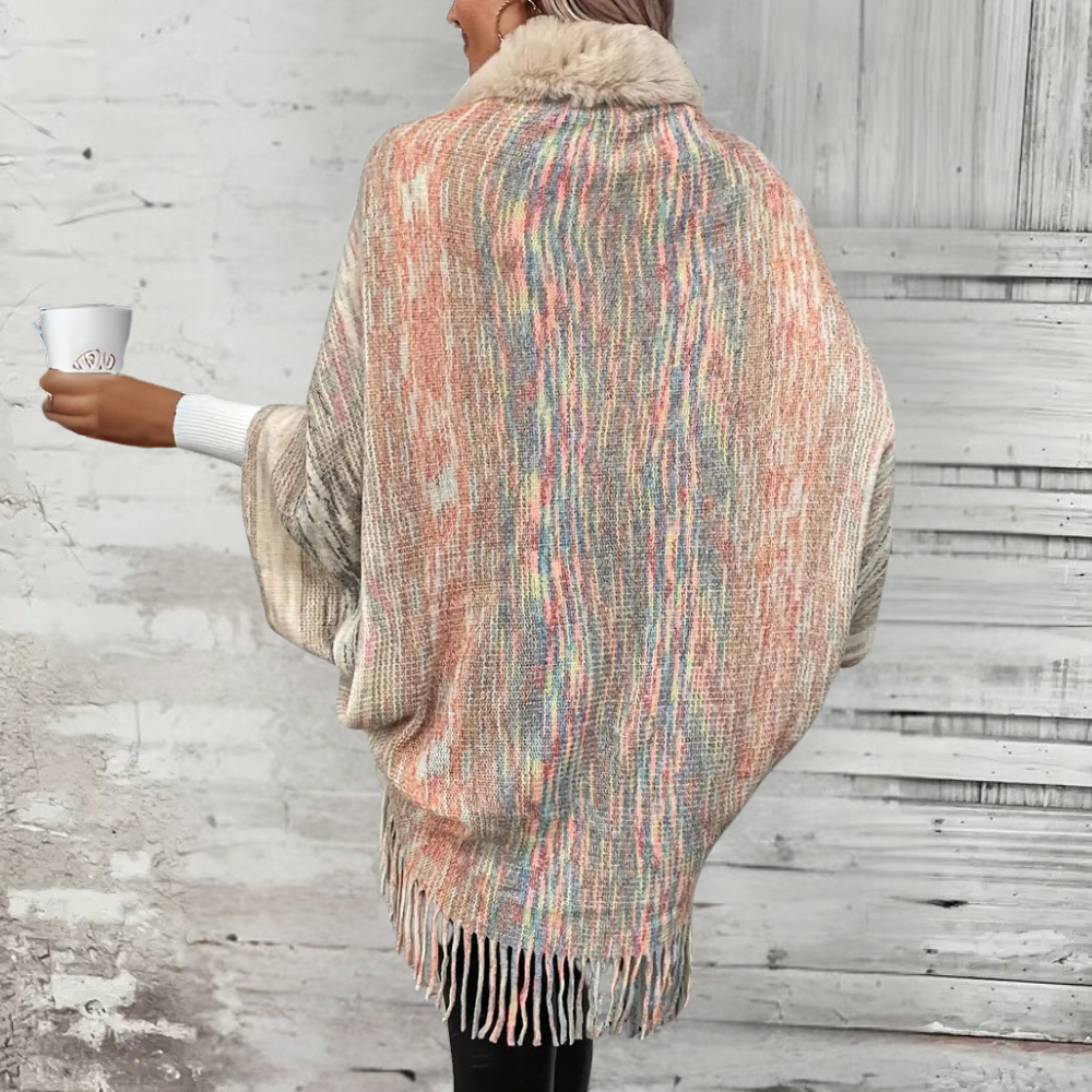 URSEL - Cape Élégante à Franges pour Femme