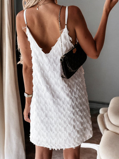 Clémence - Mini-Robe À Franges Et Col En V