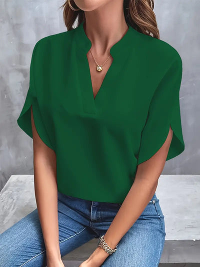 Blouse Élégante | Col Fendu | Légèreté Moderne