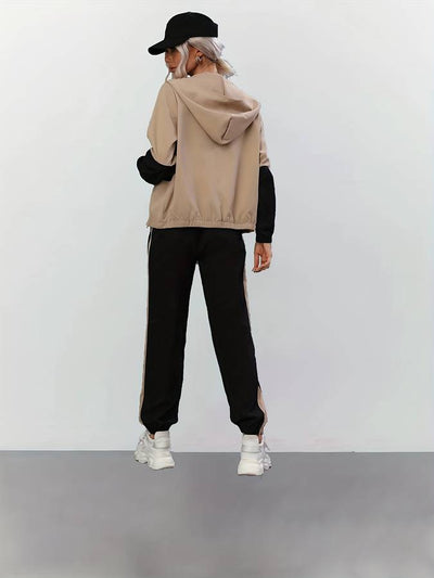 Sandra - Ensemble 2 pièces zippé noir pour femmes
