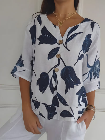 Nora™ | Blouse Printemps V-neck