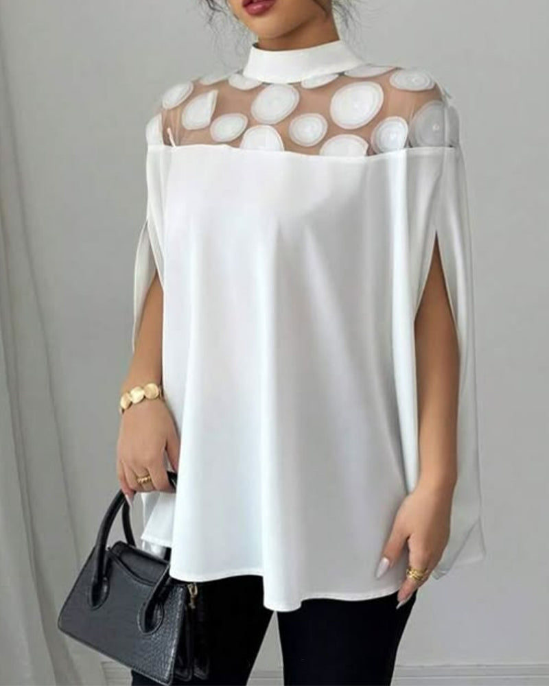 Blouse Décolleté Épaule Batman Manches Élégantes
