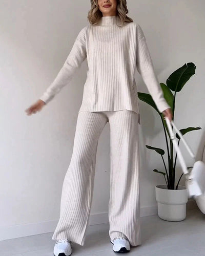 Ensemble deux pièces décontracté à fente chic