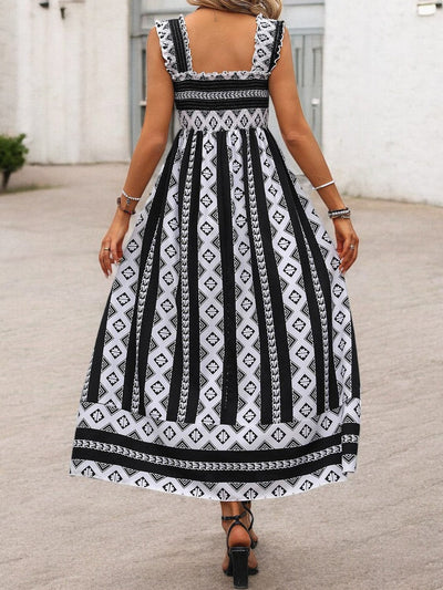 Renée - Robe Maxi Décolleté Carré Imprimé
