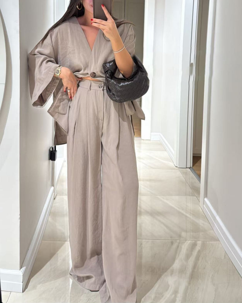 Lisa™ | Ensemble 2 pièces col V & pantalon