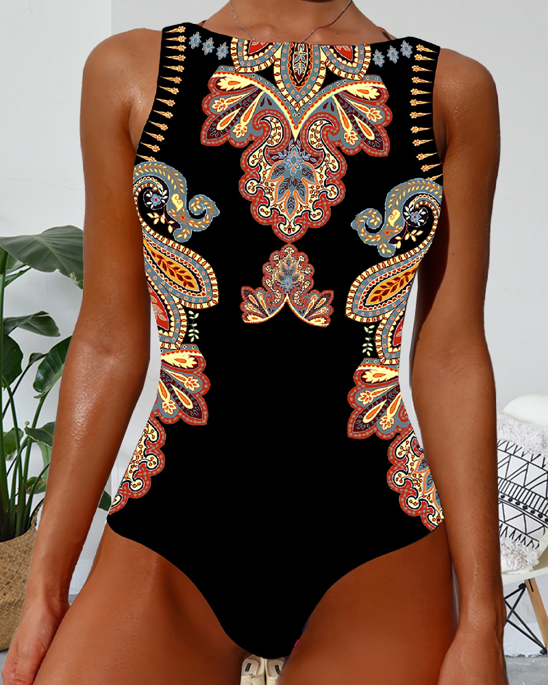 Maillot de bain Paisley Sans Manches Une Pièce