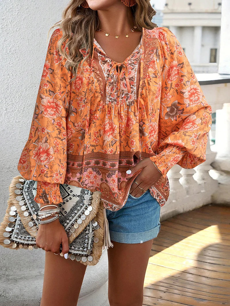 Sallie™ | Top Bohémien Fluide avec Motif Floral