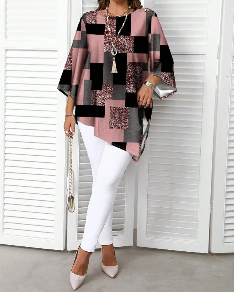 Blouse À Carreaux Décontractée Large
