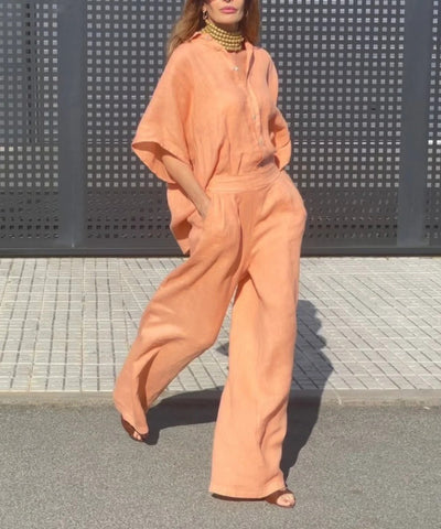 Ensemble deux pièces orange décontracté d'été