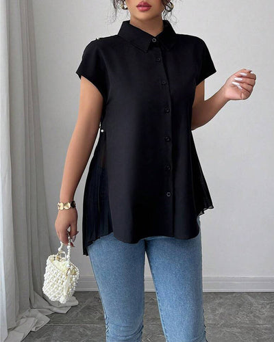 Chemise Perlée Panneau En Chiffon Plissé